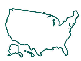 Icon, dark green, USA map