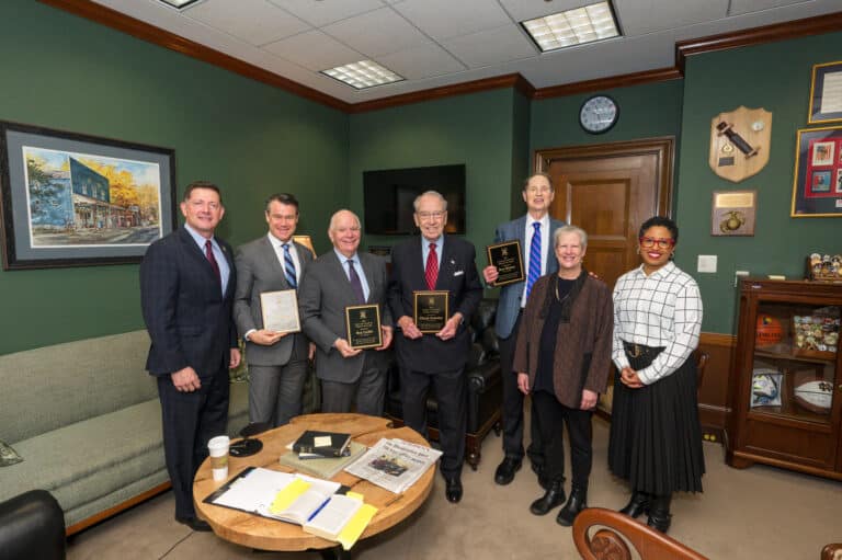 Carl Levin Award Presentation with Senators Young, Cardin, Grassley, and Wyden. (Official U.S. Senate photo by John Shinkle)